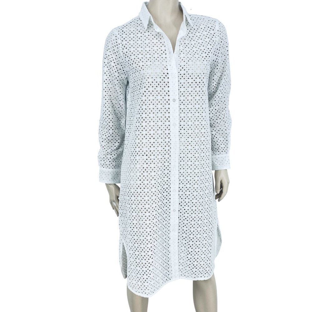 Yest Giulietta Long White Cotton Eyelet Lace Blouse 6